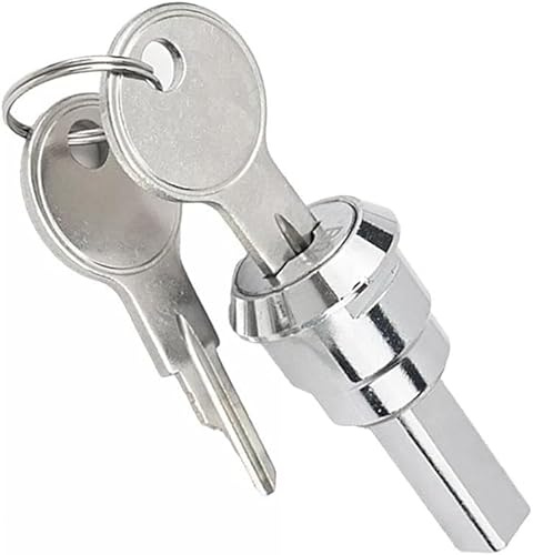 A Set Silver Universal Stainless Toolbox Lock, Toolbox Iron Cabinet Insert Linkage Drawer Lock Set,180掳 Rotation Unlocking Hardware Cabinet Furniture Locks(1 Fastening tab and 2 Keys,1 Cylinder)