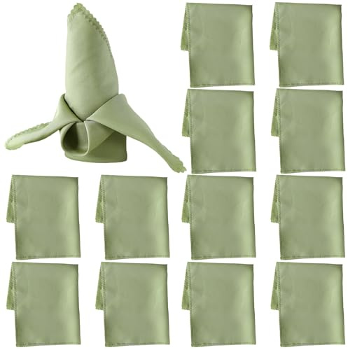 GmeDhc 12 Stück Stoffservietten Hellgrün, 48x48cm Servietten Stoff, für Hotel, Mittagessen, Restaurant, Weihnachten, Hochzeiten, Veranstaltungen und Partys