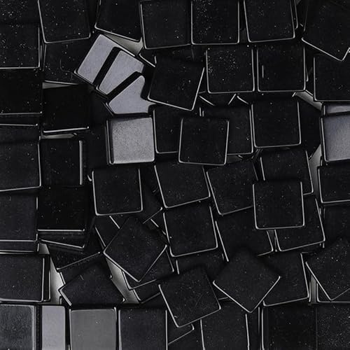 Mosaikfliesen aus Kunstharz, Schwarz, 1 cm, quadratisch, 100 Stück