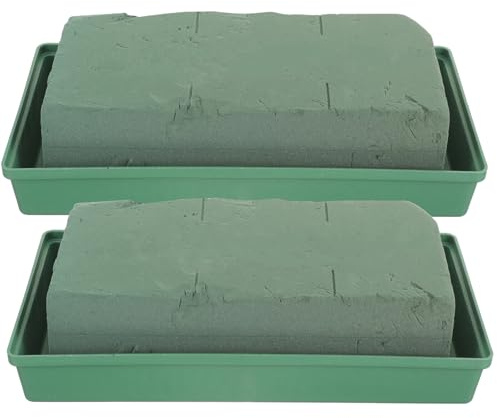 YOSADIER 2 Pezzi Blocchi Floreali Quadrati con Ciotola per Composizioni Floreali da Tomba Assorbimento Acqua Prolungato per Fiori Freschi Supporto Leggero e Stabile per Decorazioni