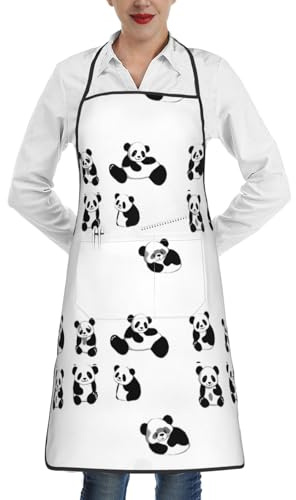 WXCJWD Funny Panda Delantal de trabajo impermeable para hombres y mujeres, para cocinar, asar, jardinería, carpintería, ajustable