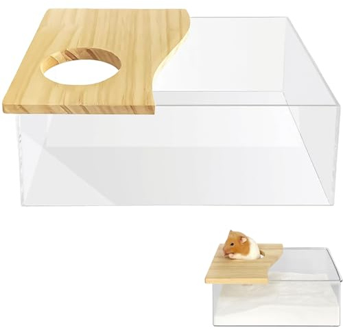 Kalsey Haustier Hamster Badezimmer, Acryl Hamster Badebox, Sandbad Box für Chinchilla, Goldene Bären, Gerbil(Rechteckig,20x15x8cm)