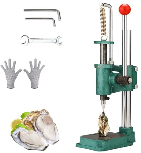 Oyster Shucker Tool Set - Stainless Steel Shellfish Opener with Adjustable Height and Gloves for Clam and Scallop Opening - Ideal for Home Kitchen