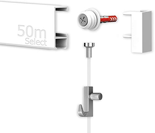 50 Meter Bilderschienen - Select - Komplett Set in Weiß von Hang-it