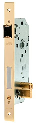 Tesa Assa Abloy 203050HL Cerradura De Embutir Para Puertas De Madera Con Cilindro Latonado Entrada 50 mm, Frente Cuadrado 2030