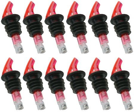 Precision Pour Measured Pourers For LARGE BOTTLES, 1 Oz RED #1 Selling Brand- 12 Per Pack, Made entirely in the USA