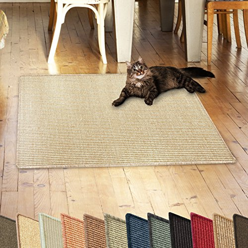 casa pura sisal-matta Natural Line | idealisk som repmatta för katter | föroreningsfri & tålig | sisal repmatta i många färger och storlekar, 50x50 cm, Elfenbens/grädde