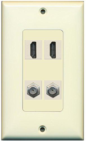 Riteav – 2 porte HDMI 2 porte cavo coassiale tv- F-Type piastra decorativa Light Almond