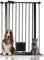 Bettacare Pet Gate with Lockable Cat Flap, 75cm - 84cm, Black, 104cm in Height, Extra Tall Dog Safety Barrier with Cat Flap, Easy Installation