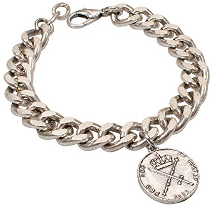 Alpenflüstern Trachten-Metallketten-Amband Münze antik-Silber-Farben HAB003