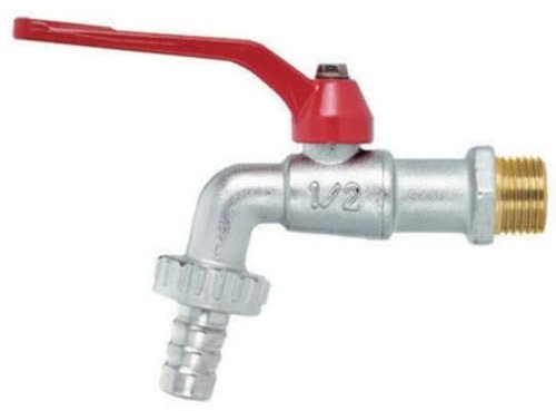 Kugelhahn mit Schlauchanschluss und rotem Hebel 1 f-brico