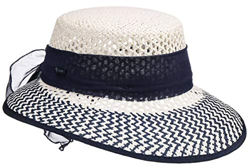 Lipodo Kalisa Strohhut Schleife Damen Made in Italy Frühjahr Sommer weiß-blau One Size