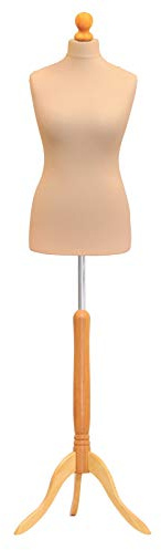 Female Tailors Dummy Bust Size 8/10 Dressmakers Fashion Mannequin Students Cream With Lightwood Stand (Cream)