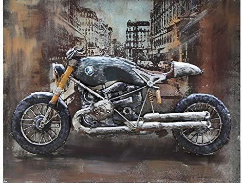 IDYL Metall-Bild mit 3D-Effekt | Moderne Kunst | Motiv Motorrad | 60 x 80 x 6 cm | Nr.MD000662