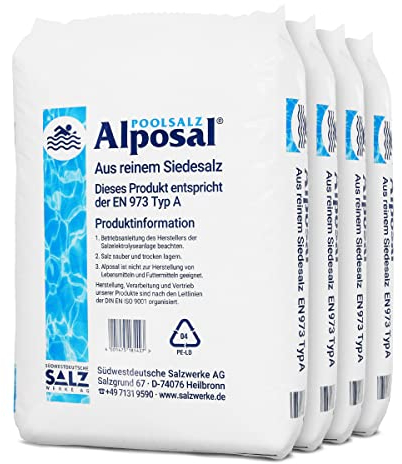 Alposal Poolsalz 100kg Poolsalz, Schwimmbadsalz, Chlorinator geeignet, Salzelektrolyse, Siedesalz inklusiv 1 Paar ARNOMED Einweghandschuh