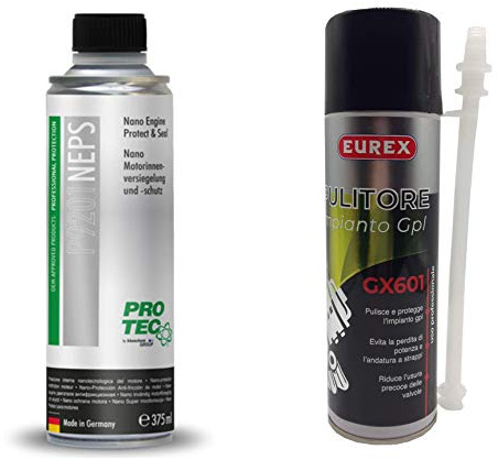 PRO TEC Nano Engine Protect & Seal Protezione nanotecnologica del motore 375ml + EUREX GX601 Pulitore impianto GPL ml. 120 (1)