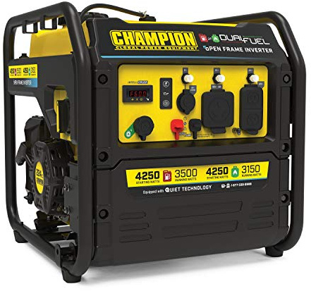 Champion Power Equipment 4250-Watt Dual Fuel RV Ready Portable Open Frame Inverter Generator with Quiet Technology