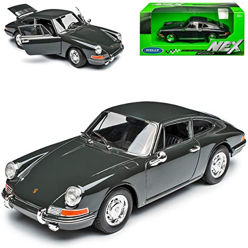 Welly Porsche 911 Urmodell Coupe Grau 1963-1973 1/24 Modell Auto mit individiuellem Wunschkennzeichen