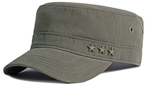 Anawakia Unisex Army Military Flat Cap Vintage Cotton Baseballmütze Kappe Sonnen Sport Kappe (Grün)