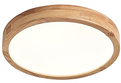 Schindora Holz LED Deckenleuchte, 21 W, Neutralweiß, 4500 K, 1600 lm, Runde Holz-Deckenleuchten Ø30 cm, Für Lounge, Wohnzimmer, Küche, Esszimmer, Flur, Zuhause, Büro, Kinderzimmer