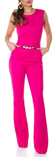 Koucla Business Long Schlag Jumpsuit Ärmellos mit Cutout und Deko Gürtel