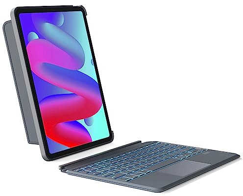 Inateck Tastatur Hülle für iPad Air 11 Zoll M3/M2 (2025/2024), Air 5/4 10.9 Zoll,iPad Pro 11 Zoll 4/3/2/1,QWERTZ, Hoch-/Querformat Ständer,Abnehmbare Touchpad mit 7-Farbiger Beleuchtung,KB04111