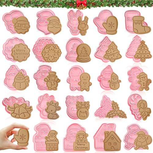 Formine per Biscotti Natalizi,24Pcs Formine Biscotti Natale 3D Tagliabiscotti Natale,plastica Stampo per Biscotti Natalizi Set -Natale forme assortite Carino Per DIY Biscotto Dolci Torta(D)