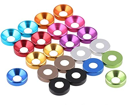 NORAZE 3-50PCS M2 M2,5 M3 M4 M5 Aluminium Legierung Senkkopf Unterlegscheibe Kopf Bolzen Unterlegscheiben Dichtung Eloxierte Flache Kopf Unterlegscheibe Bunt (Color : Purple, Size : M4_50PCS)