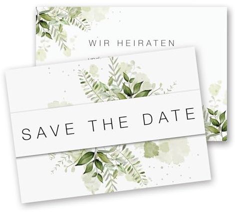 younikat 15 Stück Postkarten Set Blume Save the Date DIN A6 weiß - dv1279 | blanko, zum Beschriften, beschreibbare Rückseite, matte Oberfläche, Wedding, Hochzeit