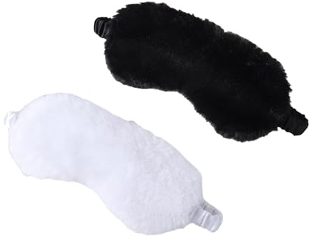 Plush Sleep Mask, 2PCS Adjustable Eye Mask for Sleeping, Sleeping Blindfold for Travel and Nap for Girls, Boys, Women, Men (Black White)