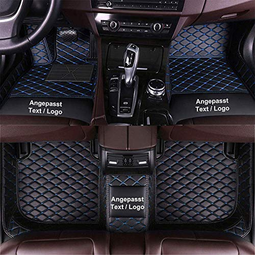 Anpassen Fußmatten für Mercedes A/B/C/E/G/S/R/V-Class CL GL SL EQ AMG,PU-Leder Allwetter rutschfeste wasserdichte Auto Fussmatten Set (Schwarz Blau)
