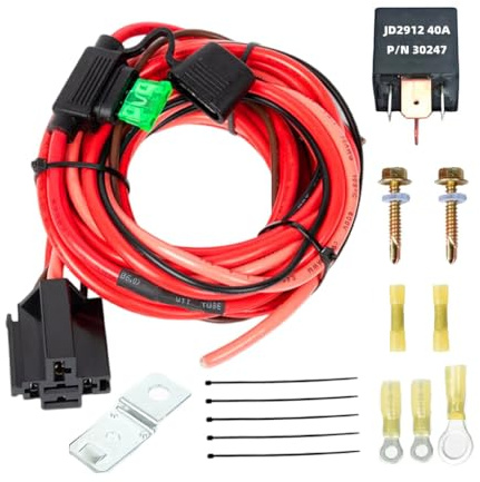 DSOUWEH Universal Elektrische Kraftstoff Pumpe Relais Kit - Automatisches 40A Relais mit Kabelbaum und Sicherung für 12V Fahrzeuge - Rot, Orange, Braun, Schwarz