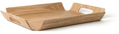 Brillibrum Plateau design avec poignées - Chêne coloré - Plateau de service - Bois clair - Rétro - Décoration - Plateau à thé (chêne M-28 x 39 x 4 cm)