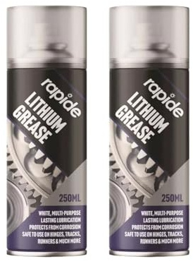 PNJB Rapide 250ml Lithium Grease Aerosol, Spray Lubricant, Multipurpose, Hinge Track Oil, Protect Against Wear & Corrosion, Effective, Versatile, (2PCS)