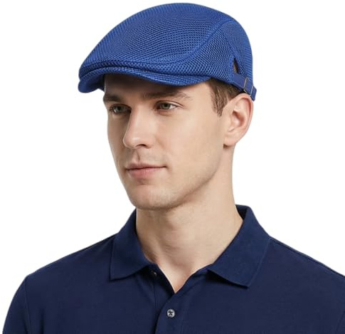 HIQIU Unisex Schirmmütze Baskenmütze Atmungsaktiv Mesh, Flatcap Herren Sommer Dünn Gatsby Newsboy Barett Cap, Schiebermütze Herren Sommer Sport Mütze Einstellbar 55-60 cm