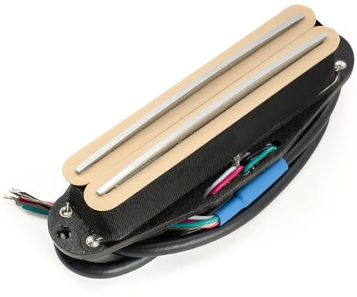 Musiclily Pro ST-DPMA Alnico 5 Rail Blade Humbucker Tonabnehmer Single Coil Format Pickup 9,2K für Strat Style E-Gitarre, Creme Korpus Chrom Rail