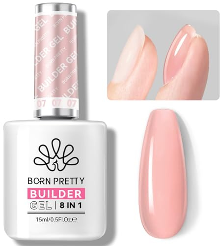 Born Pretty Builder Nail Gel - 8 in 1 Milchig Nude Klar Quick Builder Gel für Nägel In a Bottle Aufbaugel für Gelnägel Base Top Coat Poly-Nagelgel Verlängerungsgel Verstärkungsgel Nagelkleber