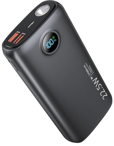 SNOMH Power Bank 27000mAh 22.5W Powerbank, Caricatore Portatile Ricarica Rapida con LCD Display Digitale 3 Uscite e 2 Ingressi per iPhone 17/16/15/Smartphone and More