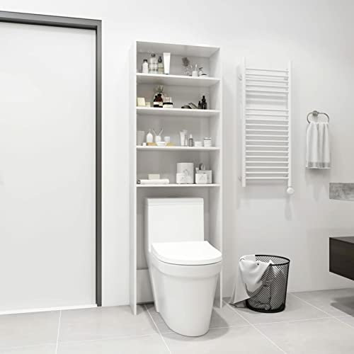 Sufrk Mobile per Lavatrice Bianco Lucido 64x24x190 cm-Mobile per Lavatrice Mobiletto da Bagno Armadio Corridoio