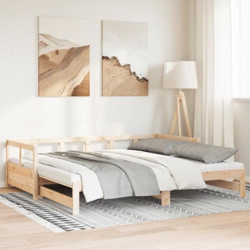 Homgoday Schlafsofa mit Rollen und Matratze 80x200 Kiefer Holz Schlafsofa Schlafsofa Schlafsofa Bettsofa Bettsofa Rahmen