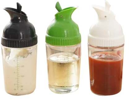 Huudngeje Salad Dressing Shaker Container Homemade Salad Dressing Bottle Mixer Measure Dressing Pour Soft Grip 200ml