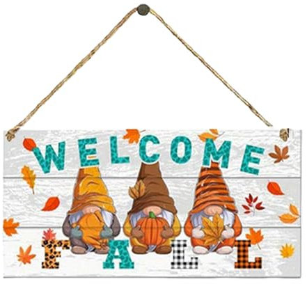 Targhetta rustica di benvenuto – Targa per porta di casa, decorazione per la casa del raccolto | Decorazione per la casa con cartello di benvenuto in legno, nano da parete in legno per la raccolta