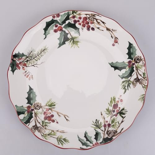 Villa d'Este Home Tivoli Lot de 6 assiettes plates en porcelaine vintage Noël
