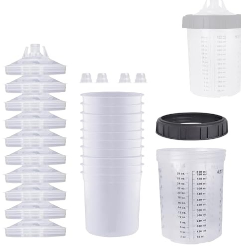 Gobelet de mélange de peinture - Gobelet de peinture de voiture transparent - Pistolet à peinture pneumatique - Gobelets jetables, pistolets pulvérisateurs de peinture jetables, gobelets de mélange
