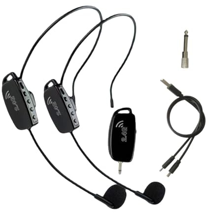 JISADER Micro-casque Sans Fil avec Portée de 50 M pour Le Fitness et La Parole, 2 micros