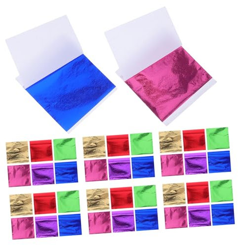 NUOBESTY 300 Stücke Blattgold-imitat Glänzendes Folienpapier Für Nägel Gemälde Statuen Wand- Und Möbeldekoration Gold Grün Rot Lila Königsblau Und Rosa