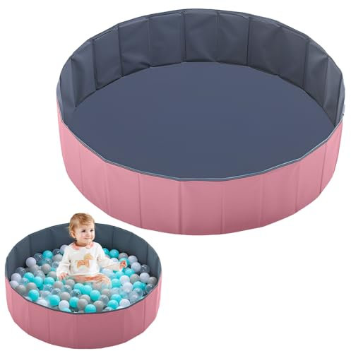 Rppiup Bällebad Faltbares Bällebad Spielhaus Laufstall Tragbare Bällebäder Wasserdichter Ozean-Bällebad Pool für drinnen und draußen (Rosa, 100 cm)