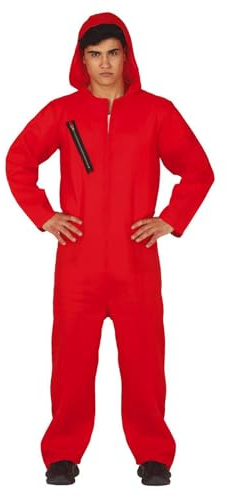 FIESTAS GUIRCA | Costume Carcerato Bambino (3-4 Anni) - Cappuccio e Tuta - Costumi da Cinema e Ladri per Halloween, Carnevale e Feste in Maschera - Unisex - Rosso