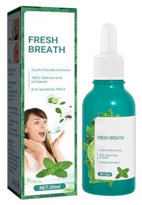 Mundpflege-Serum für frischen Atem, Fresh Breath Serum zur Mundpflege, Serum zur Beseitigung von Mundgeruch, natürliche erfrischende Tropfen, hält bis zu 8 Stunden, minziger Geschmack