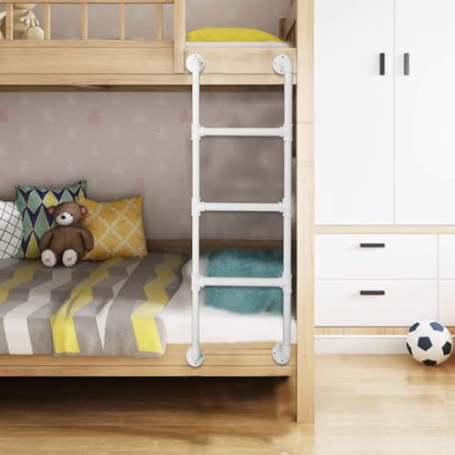 Scaletta per letto a castello in ferro industriale, montaggio a parete, bianca, alta sicurezza, altezza di salita, ingresso, libreria, letto a castello, magazzino, camper, barca (110 cm)